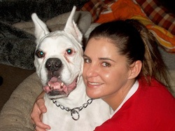 Photo of Theresa with her boxer