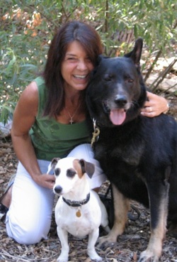 Photo of Carol Tilton with her two dogs